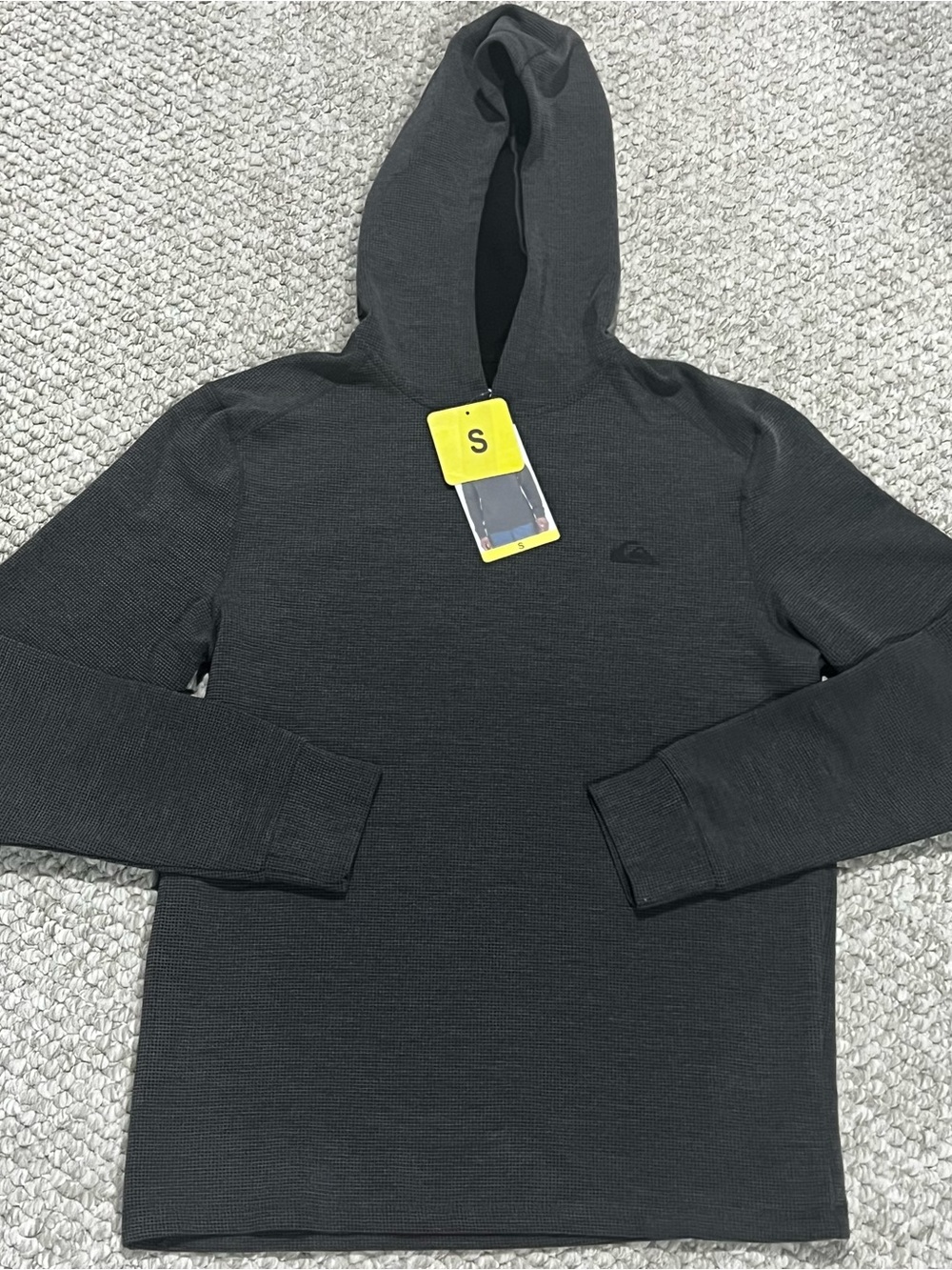 QUIKSILVER Mens Textured Hoodie Pullover Hooded Shirt Mens Size S Waffle